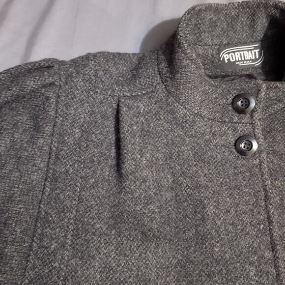 Vintage Portrait Wool Long Duster Coat Women's Size XL Black Button Front EUC - Picture 10 of 11